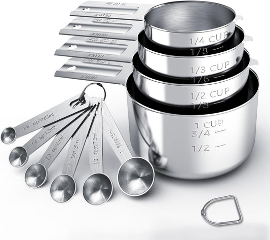Stainless Steel Measuring Cups & Spoons Set